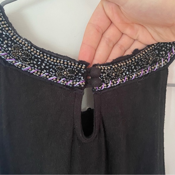 Free People Black Embellished Sleeveless Tank Size Large - Picture 6 of 9